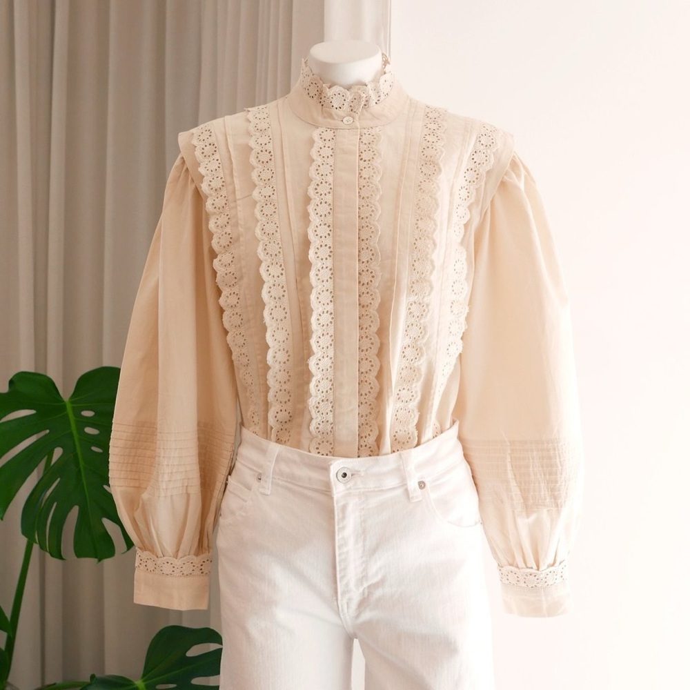 NWT Sea NY Everleigh Eyelet Lace Cotton Blouse Top